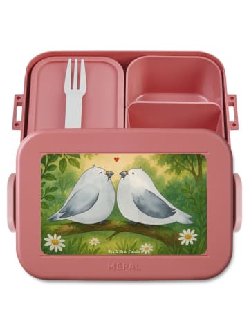 Mr. & Mrs. Panda Lunchbox Turteltauben Liebe Design ohne Spruch in Rot Pastell