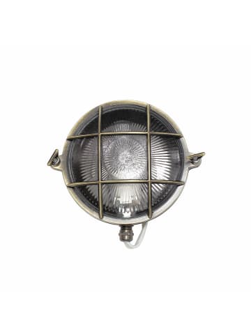 Licht-Erlebnisse Außen Wandlampe Ø 24 x (H)24 cm in Messing Antik