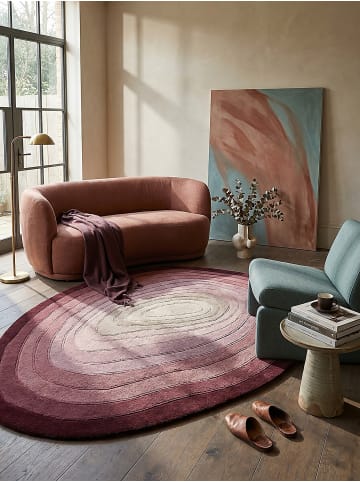 KADIMA DESIGN Wollteppich Kurzflor PARRET Abstrakt Handgetuftet Naturfaser in Rot