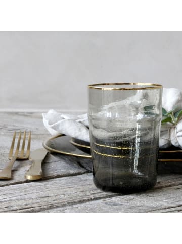 Chic Antique Trinkglas Goldrand in Grau | Gold