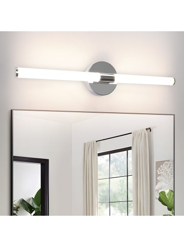 ZMH Spiegelleuchte in chrom rund 4000K Neutralweiß 8W Badezimmerlampe IP44 L 60CM