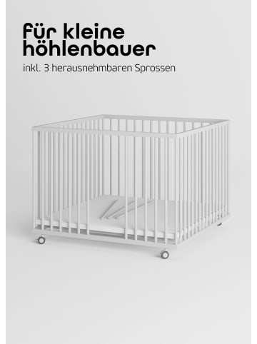 Sämann Sämann Laufgitter mit Lattenrost & Matratze Basic Schlupfsprossen weiß Premium