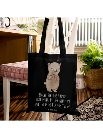 Mr. & Mrs. Panda Shopping Tasche Blockflöte Freude mit Spruch in Schwarz