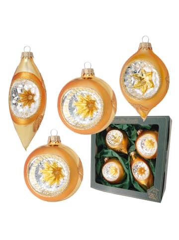 Krebs Glas Lauscha 4er-Set: Baumkugeln in Gold