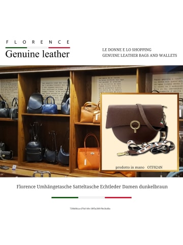 Florence Leder Umhängetasche, Citytasche Florence Tasche dunkelbraun ca. 30cm