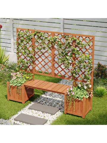 ABRIHOME Pflanzkübel in Braun Tanne mit Spalier Sitz und Rankhilfe