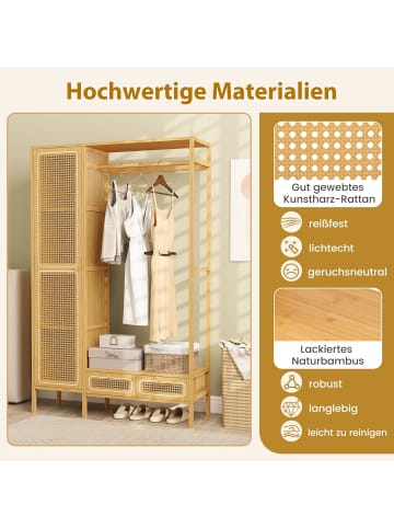 COSTWAY Kleiderständer Bambus in Hellbraun