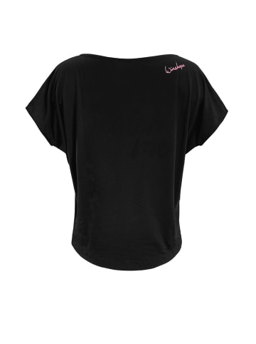 Winshape Kurzarmshirt Ultra Light mit Glitzer-Druck MCT002 in schwarz/neon pink