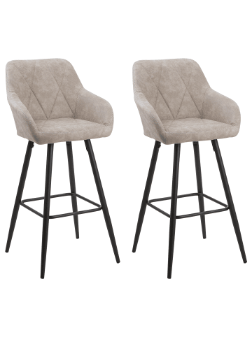 Beliani 2-tlg Barhocker DARIEN in Beige/Schwarz