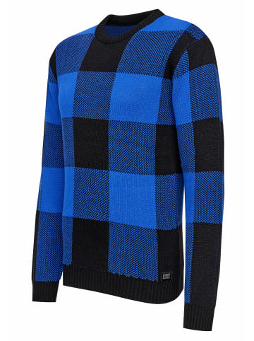 Rusty Neal Schwerer Karo Kontrast Grobstrick Pullover in Schwarz / Sax
