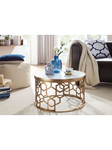 FineBuy Couchtisch in Weiß / Marmor / 60x60x36