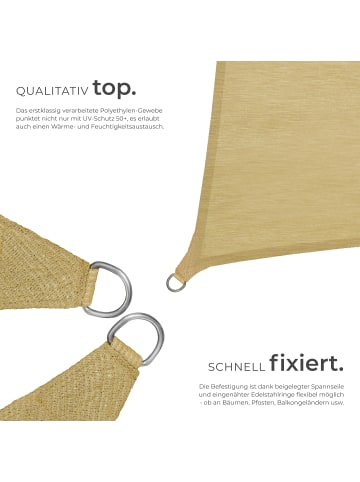 tectake Sonnensegel  inklusive Spannseile, beige