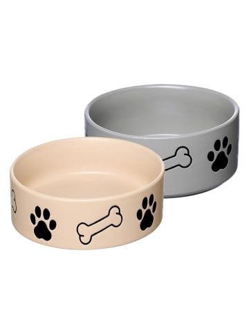 Ritzenhoff & Breker 2er Set Futternäpfe Mika Dog in Beige-Grau ø 18,5 cm