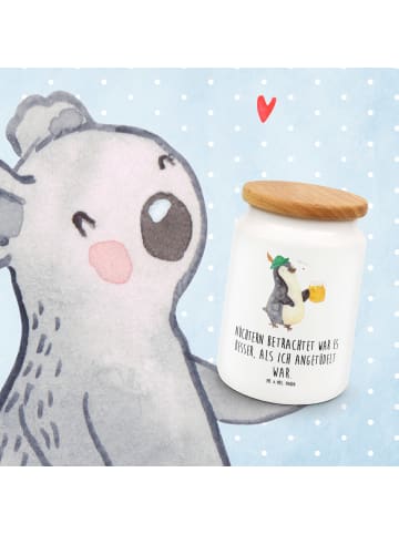 Mr. & Mrs. Panda Vorratsdose Pinguin Bier mit Spruch in Weiß