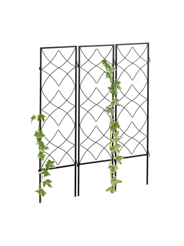relaxdays 12x Rankgitter in Schwarz - (B)31 x (H)122 cm