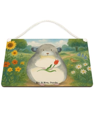 Mr. & Mrs. Panda Schild Chinchilla Blume Design ohne Spruch in Weiß
