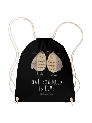 Mr. & Mrs. Panda Stoffbeutel Eulen Liebe mit Spruch in Schwarz