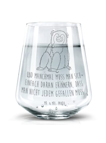 Mr. & Mrs. Panda Trinkglas Affe mit Spruch in Transparent