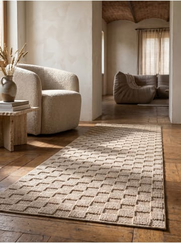 KADIMA DESIGN Flachgewebe-Teppich Schachbrett Grafisch Modern Pflegeleicht in Beige