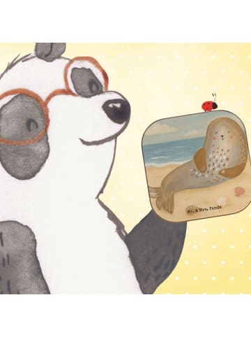 Mr. & Mrs. Panda Tassen-Untersetzer Robbe Lachen Design ohne Spruch in Weiß