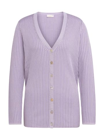 GOLDNER Strickjacke Pflegeleichte Strickjacke in hochwertiger Rippenstruktur in flieder