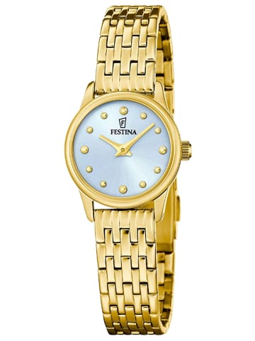 Festina Damenuhr Quarz Goldfarben/Hellblau