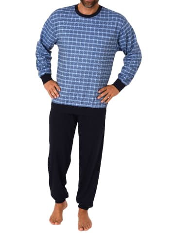 NORMANN Pyjama Schlafanzug Bündchen Karo - 68019 in marine