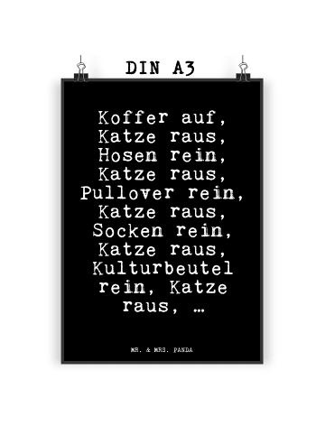 Mr. & Mrs. Panda Poster Koffer auf, Katze raus,... mit Spruch in Schwarz