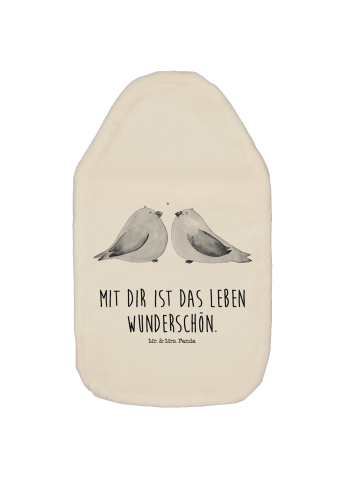 Mr. & Mrs. Panda Wärmflasche Turteltauben Liebe mit Spruch in Weiß