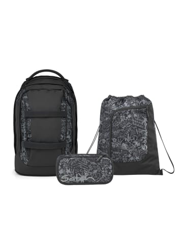 Satch Schulrucksack-Set PACK "Street Ink" 3-tlg. in Schwarz