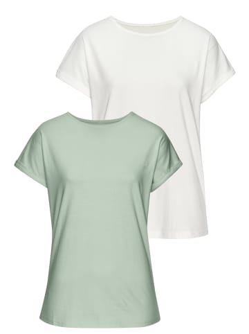 Vivance by Lascana T-Shirt in lime / offwhite