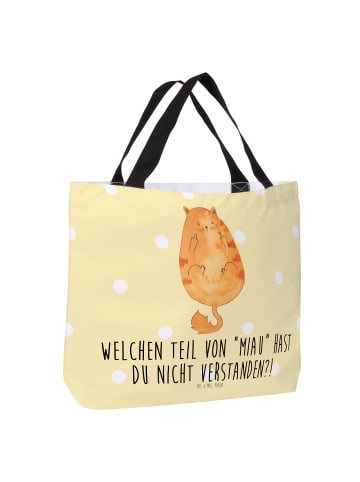 Mr. & Mrs. Panda Tote Bag Katze Mittelfinger mit Spruch in Gelb Pastell