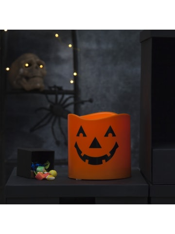 STAR Trading LED Kerze Halloween gelbe LED D: 15cm H: 15cm Batteriebetrieb in orange