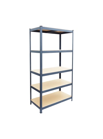 relaxdays Schwerlastregal "5 Ebenen" in Anthrazit - (B)90 x (H)200 x (T)60 cm
