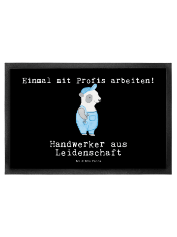 Mr. & Mrs. Panda Fußmatte Handwerker Leidenschaft mit Spruch in Schwarz