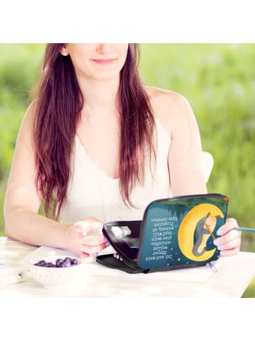 Mr. & Mrs. Panda Mäppchen Pinguin Mond Design mit Spruch in Weiß