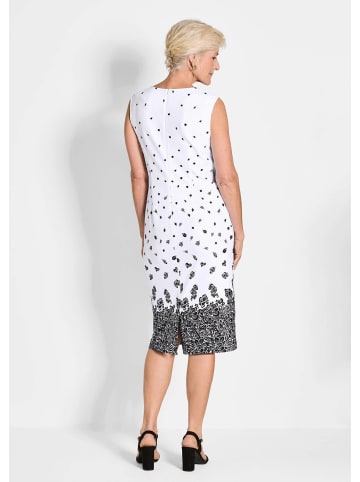 GOLDNER Kurzgröße:  Etuikleid mit Blumenprint, Jersey in schwarz / weiß / gemustert