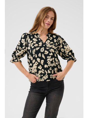 Kaffe Bluse kurzarm KAelly Regular fit in Black/Sand Leo Print