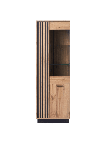 Beliani Vitrine MANAIA in Braun/Schwarz - (W) 60 x (H) 180 x (L) 36 cm