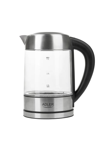 Adler Europe AD 1247 Digitaler Wasserkocher 1,7 L - 2200 W mit Chlorentfernungsfunktion in Silber, Schwarz