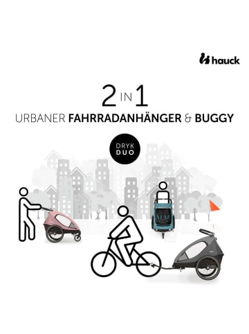 Hauck 2in1 Fahrradanhänger Dryk Duo für 2 in grau1