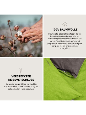 Schiesser Bettwäscheset Doubleface 2teilig in Grün-Dunkelgrau