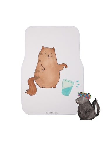 Mr. & Mrs. Panda Fußmatte Fürs Auto Katze Wasserglas ohne Spruch in Weiß