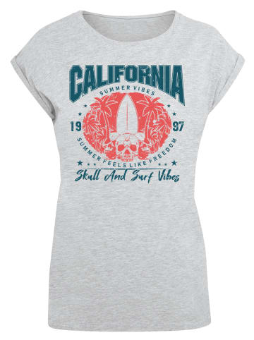 F4NT4STIC Extended Shoulder T-Shirt California skull summer vibes in grau meliert
