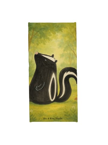 Mr. & Mrs. Panda Strandtuch Stinktier Sitzen Design ohne Spruch in Weiß