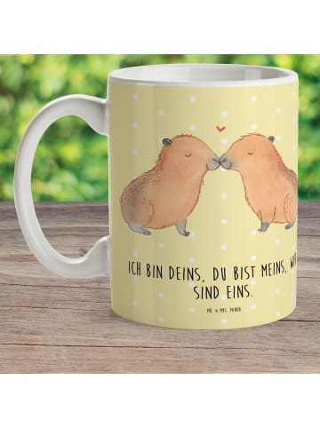 Mr. & Mrs. Panda Haferl Capybara Liebe mit Spruch in Gelb Pastell