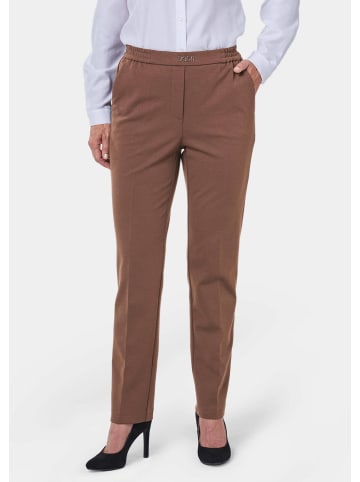 GOLDNER Hose Schlupfhose Martha in knitterarmer Flanelloptik in espresso