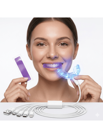 Paloma Beauties Zahnaufhellungs-Set mit LED-Gerät und Whitening-Strips in Transparent