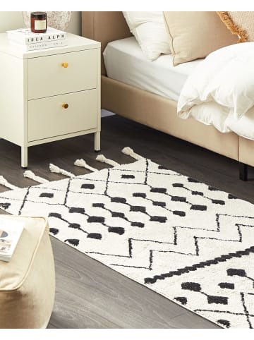 Beliani Kurzflor KHEMISSET in Weiß/Schwarz - (W) 80 x (H) 2 x (L) 150 cm