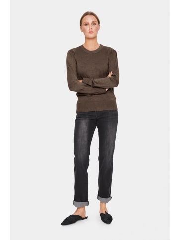 SAINT TROPEZ Poncho MilaSZ Gerade Passform in Major Brown Melange